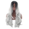 thumbnail image 1 of Peluca genérica para cosplay, negra a gris plateado, degradada, larga y ondulada, 1 of 3