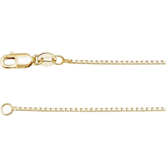 10k Yellow Gold 1mm Box 16 Inch Chain Necklace Chain Necklace for Women and Men - 2.4 Grams