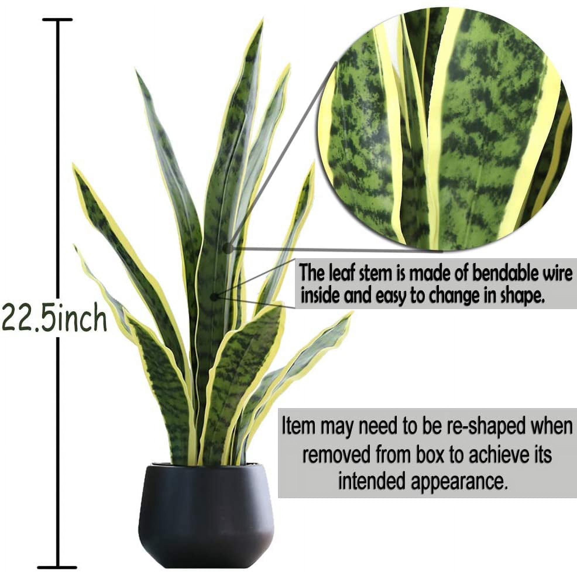 Artificial Snake Plant 22" Faux Agave Fake Sansevieria Artificial Potted Plants for Indoor and Outdoor Home Office Décor (White Pot)