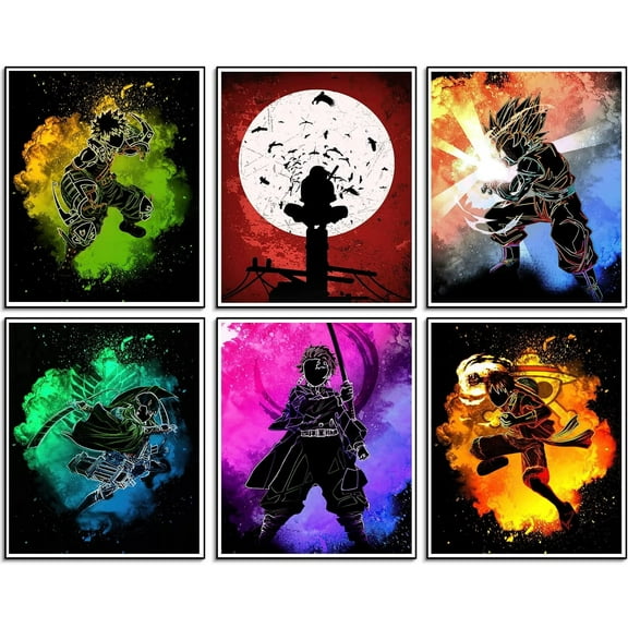 Anime Poster Demon Slayer poster One Piece Posters My Hero Academia poster Canvas Wall Art HD Picture prints Set of 6 Unframed 8X10in