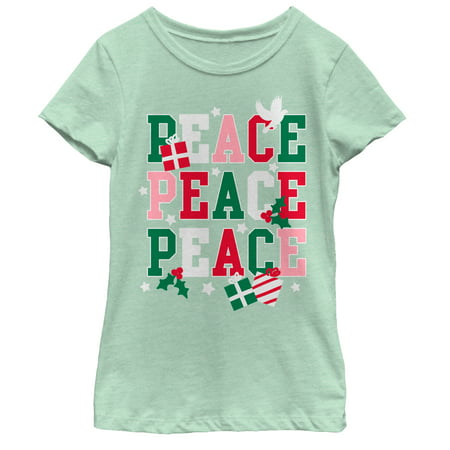 Girls' Christmas Peace Gift T-Shirt (Best Xmas Gifts For Girls)