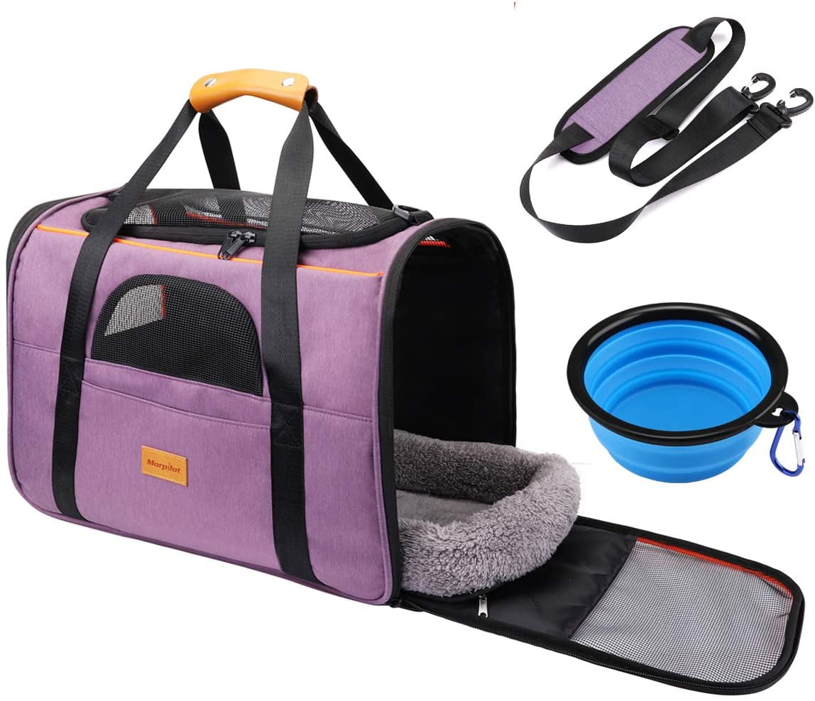 morpilot Pet Carrier Bag Breathable Cat Carrier with Safety Inner Leash and Foldable Bowl Portable Pet Travel Bag for Cat and Dog of 20lbs Can As Cage and Carrier Bag 