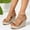 Khaki, variant on Platform Wedge Sandals for Women, Open Toe Ankle Strap Non-slip Wedding Summer Espadrilles Khaki Size 7.5