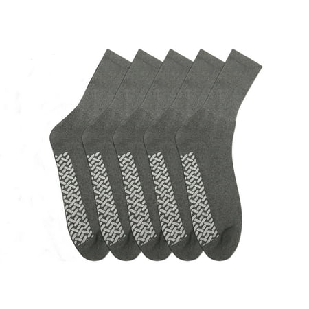 Noble Health Care Diabetic Non Skid Hospital Slipper Socks 6 Pack (9-11, Grey)