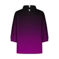 thumbnail image 4 of RXIRUCGD Haut Décontracté Rétro pour Femme à Imprimé, Manches 3/4, Haut/chemise à Manches en V, Violet, Taille : M, 4 of 5