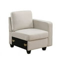 thumbnail image 6 of 148.5" Fabric Linen Blend Reversible Modular Sofa & Couch With Ottoman-Beige, 6 of 7
