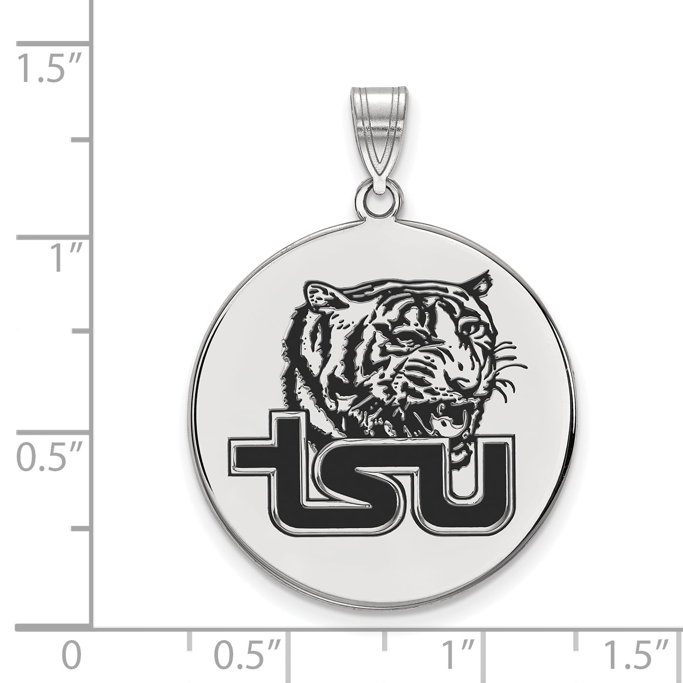925 Sterling Silver Rhodium-plated Laser-cut Tennessee State University XL Enameled Disc Pendant 