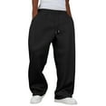 thumbnail image 2 of Men's Baggy Sweatpants Wide Leg Pants with Pockets, Oversized Lounge Pants for Home, Streetwear and Comfort Wear,Black,L, 2 of 4