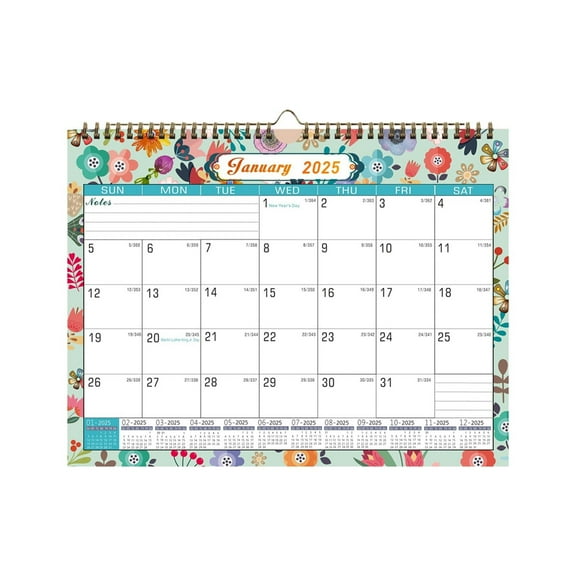 Home Calendar, Ongmies 2025 Ruled Wall Calendar 18 Month Hanging Calendar Twin Wire Binding Large Wall Calendar Ruled Wall Calendar Perfect for Home or Planning and Organizing, C