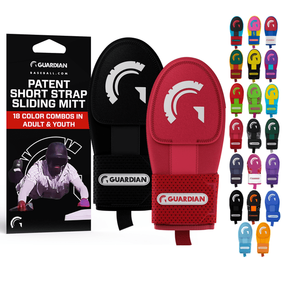 Guardian Baseball Sliding Mitt - Youth and Adult Sizes - Sliding Glove for Baseball - Elastic Compression Strap - 2 per Pack