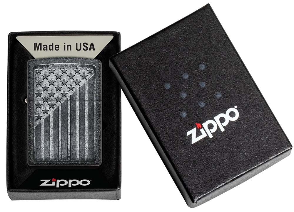 Zippo Stars and Stripes Design Iron Stone Pocket Lighter