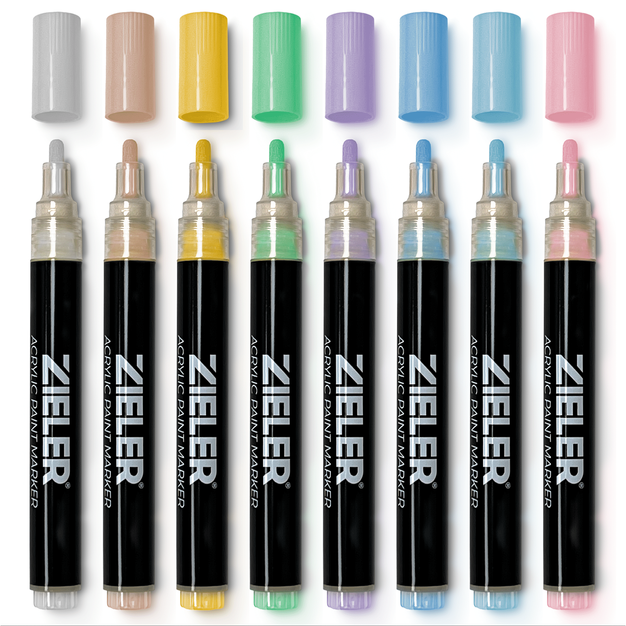 Zieler Pastel Paint Marker Pens, Set of 8 Assorted Pastel Colors, Medium Tip