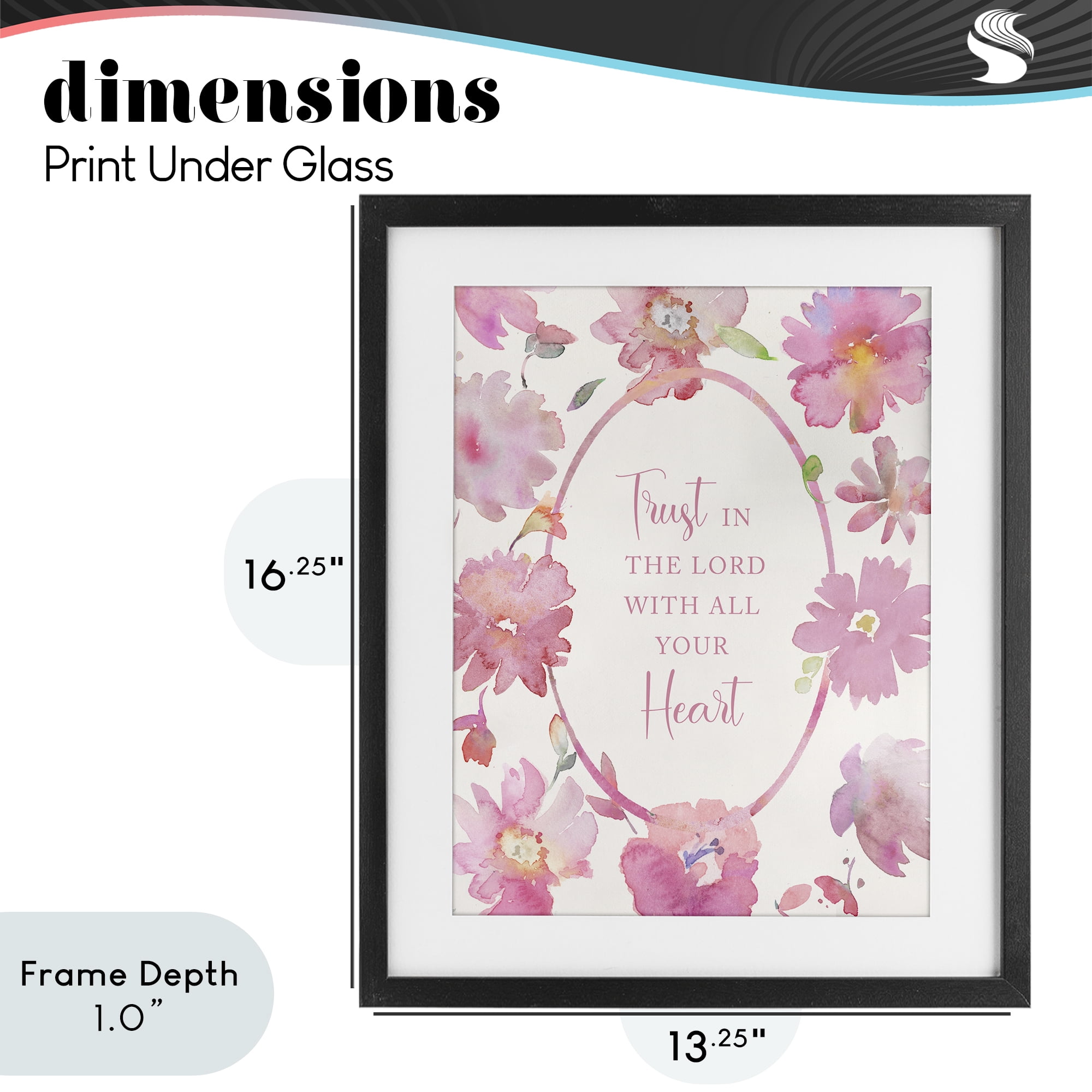 Stupell Industries Trust In The Lord Pink Blooms Black Framed Print Under Glass, design by Theresa Heidel
