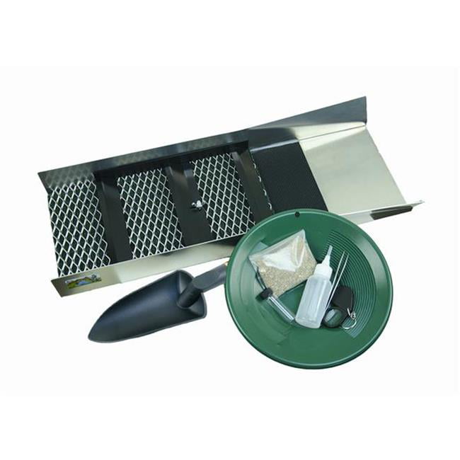 Tweezers-Vial New 24 Sluice Box Kit 10 Gold Pan-Paydirt-Scoop-Snuffer Loupe