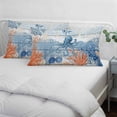 thumbnail image 3 of Ocean Octopus Throw Pillow Covers Summer Orange Blue Sea Animal Corals Blue Wooden Decorative Lumbar Pillow Cover Rectangle Cushion Case for Sofa Couch Bed Living Room Bedroom 20 X 36 Inches, 3 of 9