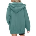 thumbnail image 3 of jtjvou Hooded Long Sleeve Zippered Jacket Women's Casual Coat Soft Comfortable Everyday Wear Stylish Blouse Suitable for Fall Winter and Spring Activities Green M, 3 of 6