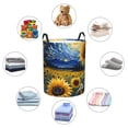 thumbnail image 4 of Balery Starry Sky Sunflower Cesta de ropa redonda con asas, impermeable, independiente, para ropa, juguetes, dormitorio y familia-Small, 4 of 6
