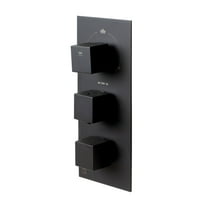 ALFI Brand Black Matte 3-Way Water Diverter Trim Thermostatic Valve Shower Mixer Square Knobs