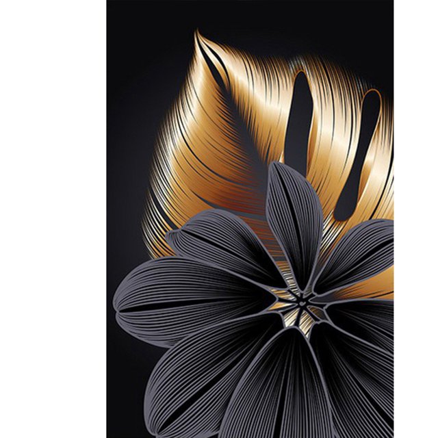 (B4132) Resina Con Flores Y Oro Serie Flores Y Hierba 40x60CM