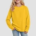 thumbnail image 2 of idosla Girls Crewneck Sweatshirt Long Sleeve Pullover Tops Drop Shoulder Sweatshirts Color Block Ribbed Trim for 5-14 Years (Yellow, 2-3 Years), 2 of 5