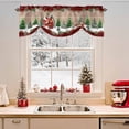 thumbnail image 2 of Christmas Tie Up Valances Curtain, ReinSled Cottage Snowflake Trees Plants Wood Red Adjustable Rod Pocket Short Window Treatment Tie Up Curtains Valances for Kitchen Living Room Bathroom 42x12 In, 2 of 9