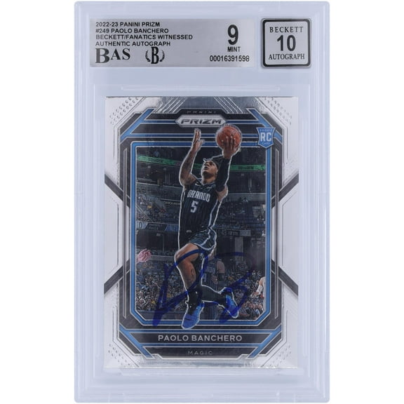 Paolo Banchero Orlando Magic Autographed 2022-23 Panini Prizm #249 Beckett Fanatics Witnessed Authenticated 9/10 Rookie Card - Fanatics Authentic Certified