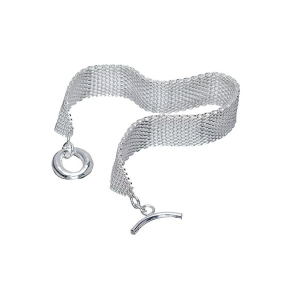 Sterling Silver Filled Mesh Toggle Bracelet