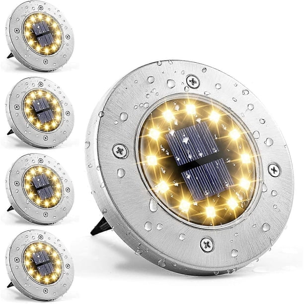 Solar Ground Lights 12LEDs 4PACK In-Ground Lights Solar Powered Pathway Lights Outdoor Decking Landscape Lamp for Lawn Yard (Warm)