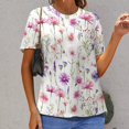 thumbnail image 6 of Floral Colorful Flower Womens Tops Women's Fashion Casual Short Sleeve Flower Print Round Neck Pullover Top Blouse, 6 of 6