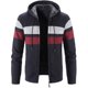 thumbnail image 1 of Suéter de punto para hombre, chaqueta con capucha gruesa con forro polar para otoño e invierno, chaqueta a rayas de gran tamaño, 1 of 5