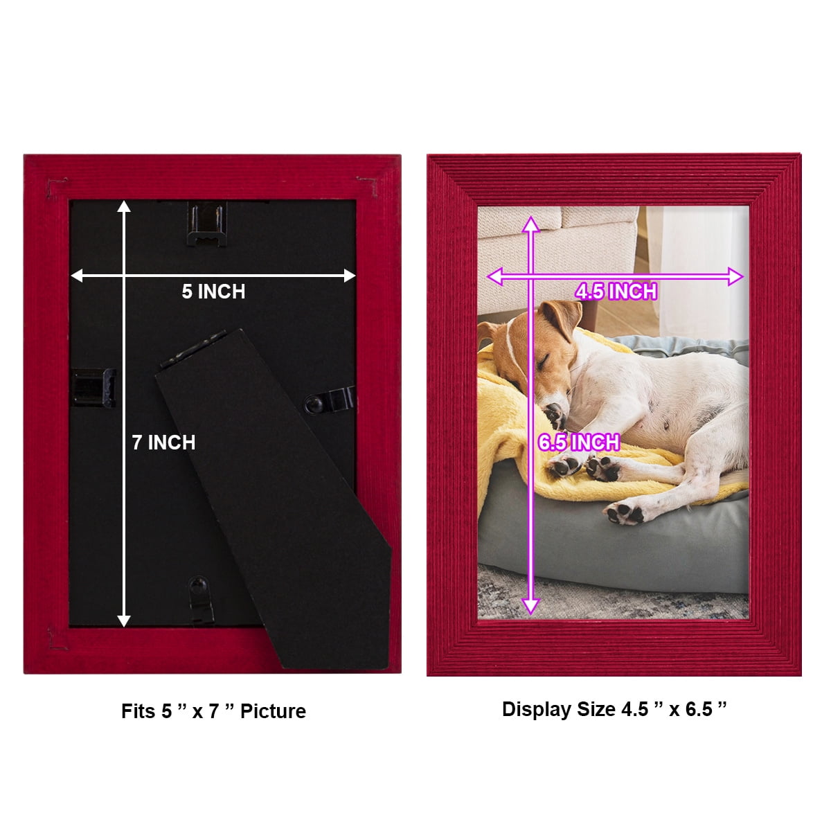 Grooved 5 in. x 7 in. Red Picture Frame Set (Set of 4)