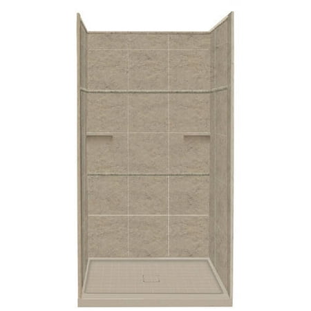 Transolid 34" x 48" x 99" Solid Surface Alcove Shower Kit with Extension, Available in Various Colors