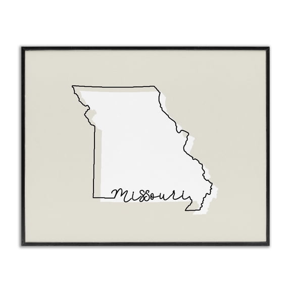 Stupell Industries Farmhouse Missouri Home State Map Neutral Print Design Black Framed Giclee Art, 14 x 11, by Lil' Rue