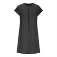 thumbnail image 4 of Ovzne Robes pour Femmes Robe d'Été Robe Décontractée Unie Col Rond Manches Courtes Robe Décontractée Robe de Printemps Manches Courtes Liquidation, 4 of 7