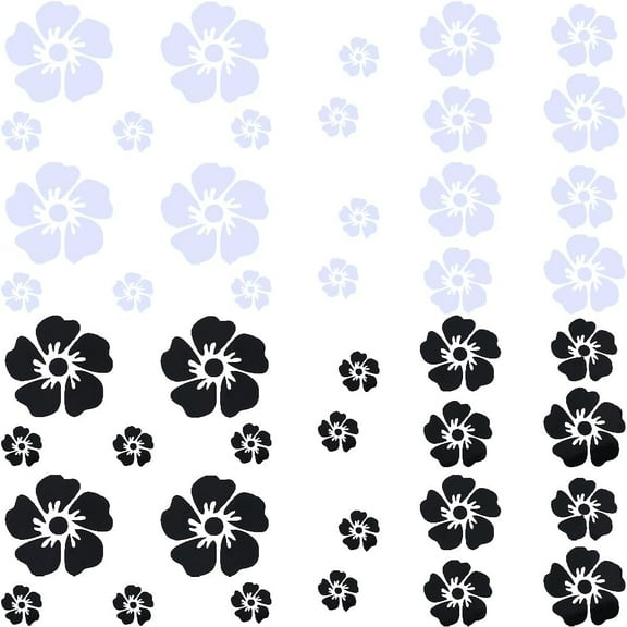 4 Sheets Car Sticker White & Black Cherry Blossom Decals Waterproof Reflective Stickers Waterproof Vinyl Automotive Exterior Decor for SUV Truck Motorcycle Doors Walls Laptop DIY