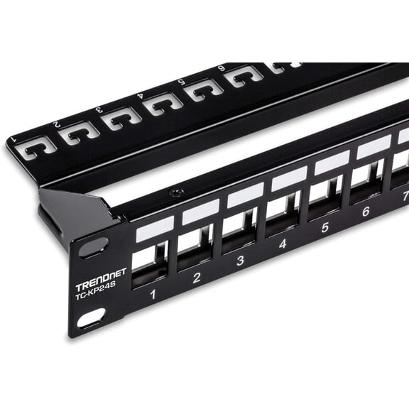 TRENDnet TC-KP24 24-Port Blank Keystone Patch Panel with 1U 19-Inch Rackmount, SPCC Steel
