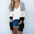 thumbnail image 2 of ATOYSOY Casual Spring Loose Jackets for Women Trendy Outwear Open Front Cardigan Pockets Fall Winter Long Sleeve Tops Color Block Coat Gray XXL, 2 of 5