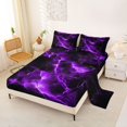 thumbnail image 2 of Homewish Purple Glowing Lightning Queen Sheets,Abstract Geometric Queen Sheet Sets,4-Piece,1 Flat Sheet, 1 Fitted Sheet and 2 Pillowcases, 2 of 6