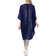 thumbnail image 4 of HAPPY BAY Women's Chiffon Solid Sheer Beach Button Down Kimonos Swimsuit Cover up Casual Summer Kimono Beachwear Duster Cardigans for Women 2X-3X Navy, Plain, 4 of 4