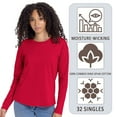 thumbnail image 7 of Next Level Women's Long Sleeve T-Shirt, Heavy Tee Shirt 100% Ring-Spun Cotton Durable Crewneck Tee (Red+White 2 Pack, 2XL), 7 of 7