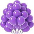 thumbnail image 1 of Nvzi Globos mate de 10 pulgadas, 60 globos de látex para fiestas, aptos para helio, ideales para cumpleaños, graduaciones, baby showers, béisbol, bodas y otras ocasiones. Color: morado., 1 of 4