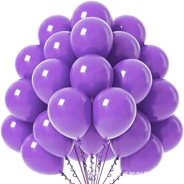 Nvzi Globos mate de 10 pulgadas, 60 globos de látex para fiestas, aptos para helio, ideales para cumpleaños, graduaciones, baby showers, béisbol, bodas y otras ocasiones. Color: morado.