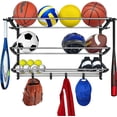 thumbnail image 1 of Lynk Sports Rack with Adjustable Hooks - Sports Gear Storage - Black/Silver, 1 of 5