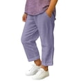 thumbnail image 3 of HOMADLES Boys Linen Pants Summer Loose Fit Wide Leg Baggy Joggers Pants Lightweight School Pants for Daily Wear Purple Size 120, 3 of 8