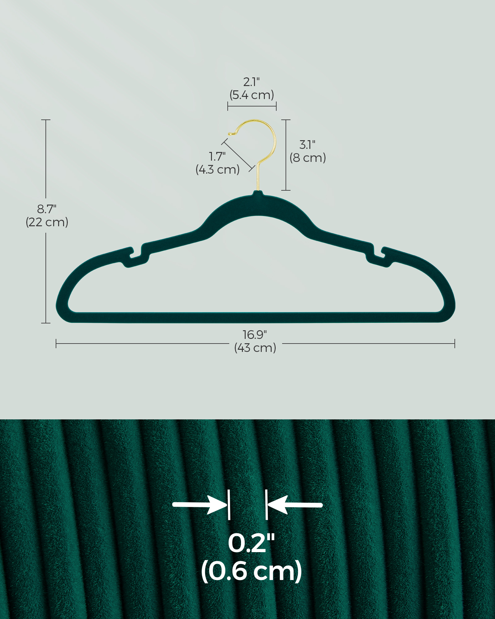 50-Pack Velvet Non-Slip Hangers with 360° Swivel Hook, Pants Bar & Shoulder Notches, Space Saving Closet Hangers, Forest Green