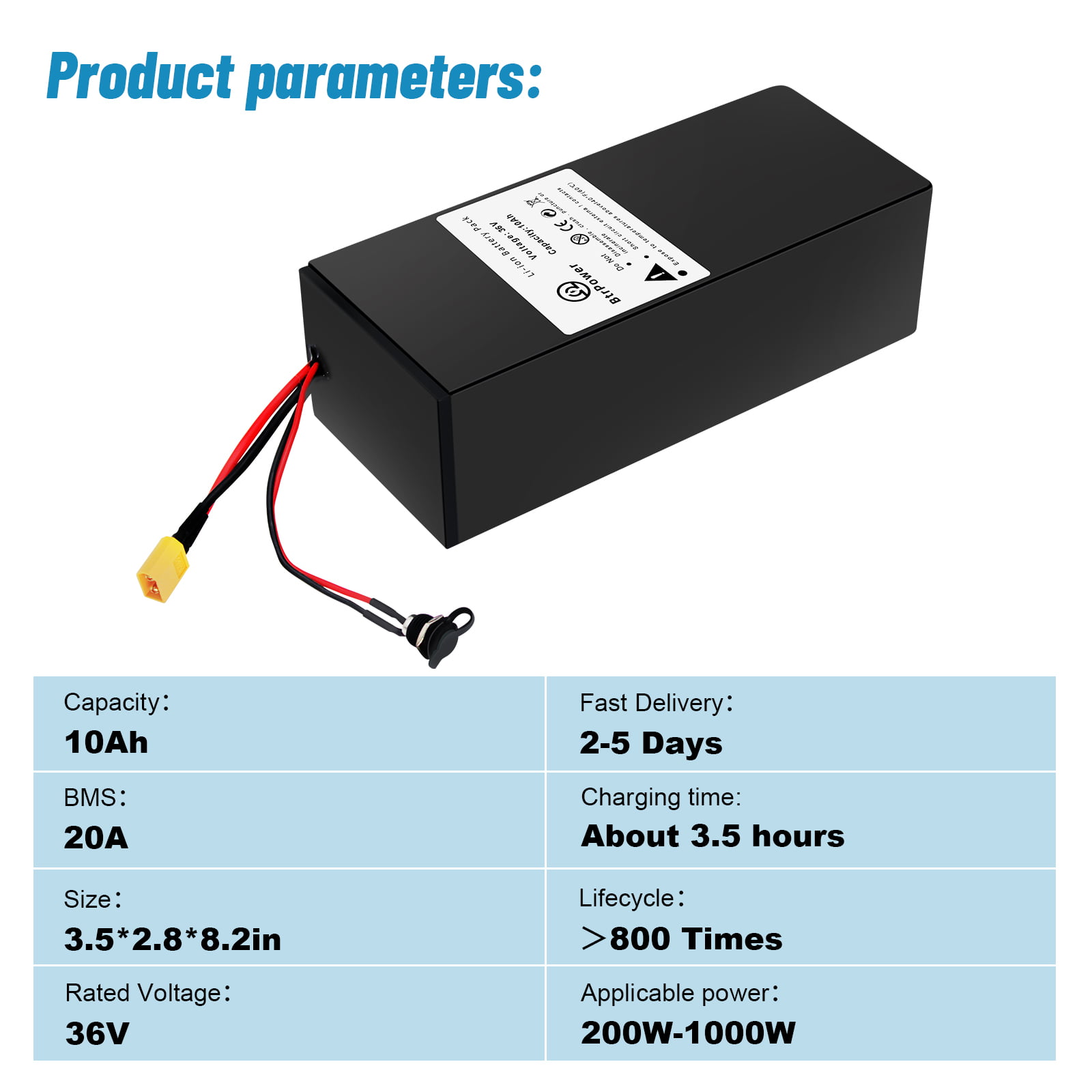 ▷ Pack de Batteries au Lithium 18650 36V 10Ah