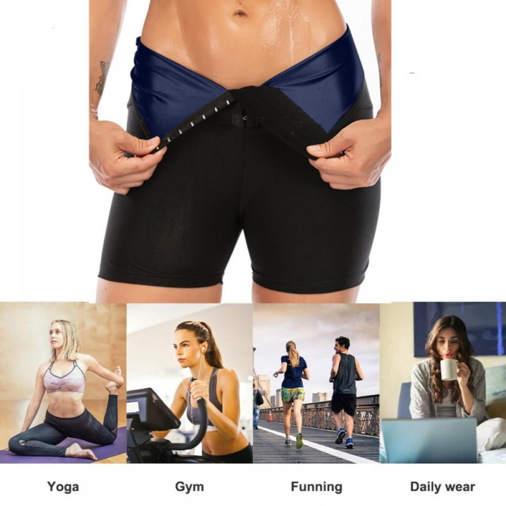 Sunhusing Women Sauna Sweat Shorts Hot Fitness Capris Pants Exercise Leggings High Waist Button Workout Gym Short Pants 