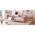 thumbnail image 6 of Twin Size Upholstered Daybed with Wooden Legs, Sofa Bed for Living Room and Guest Room, 6 of 9