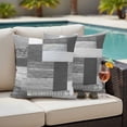 thumbnail image 4 of Gray Wood Plank Outdoor Waterproof Pillow Covers, Retro Rustic Wooden Patchwork Texture Decorative Square Throw Pillowcase Sofa Cushion Sham for Patio/Couch/Chair, 18"x18" 2 Pack, 4 of 8