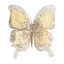 yulier Glitter Sequins Christmas Butterfly Ornaments with Clip, 3D Hollow Artificial Butterfly Christmas Tree Ornaments Wedding Xmas Party Wreath Garland Decor, 8.27" x 7.09"